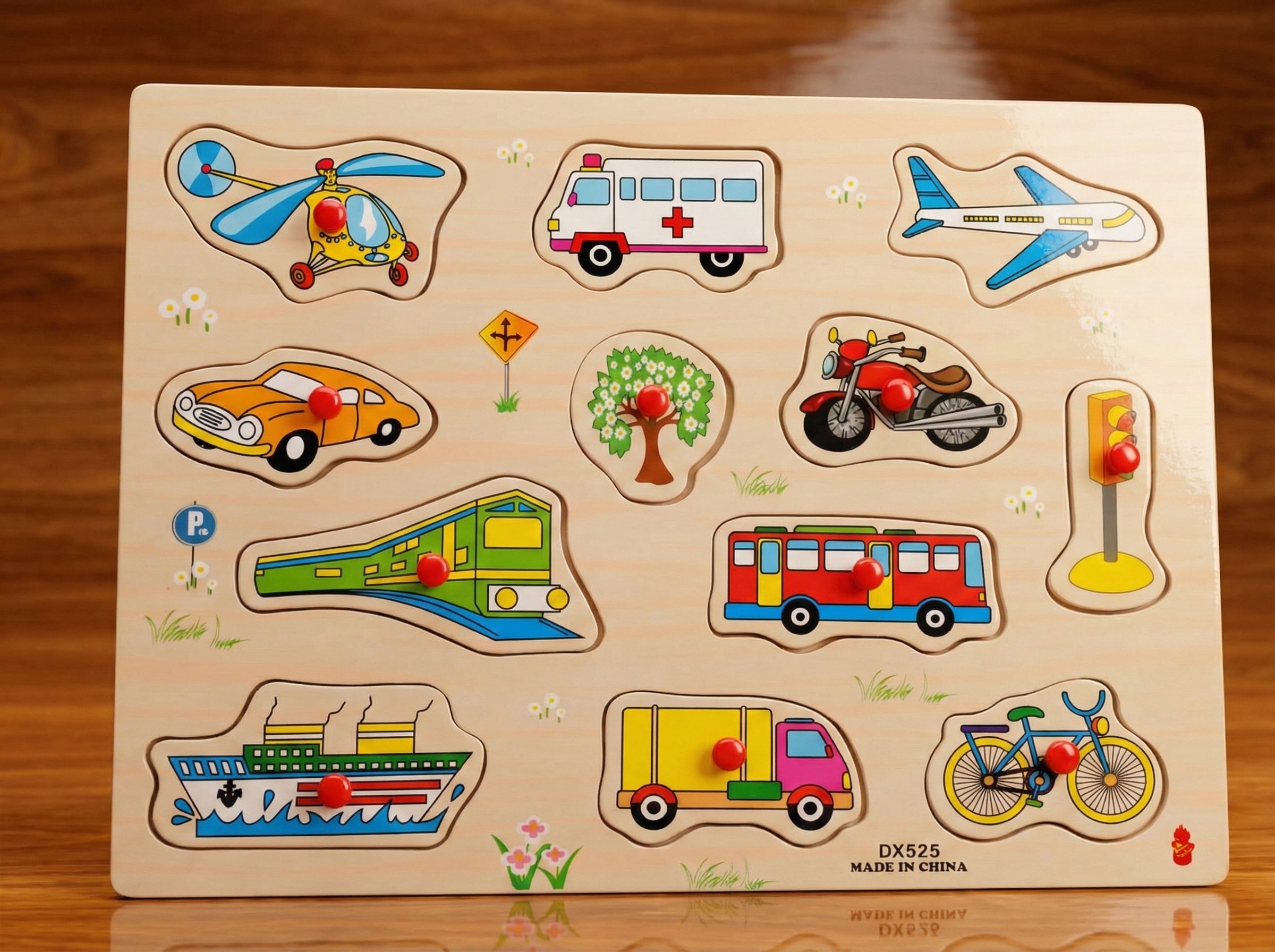 Wooden Vehicles Puzzle – Educational Fun for Toddlers