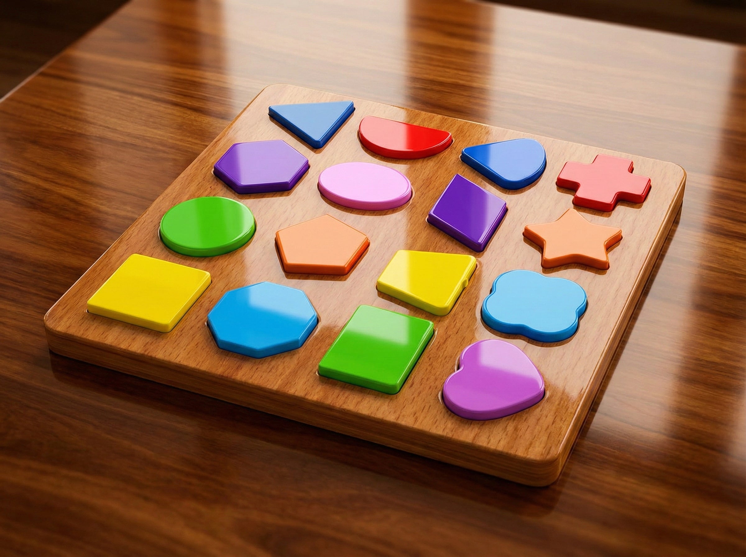 Wooden Shape Puzzle Board – Educational & Speech Therapy Toy