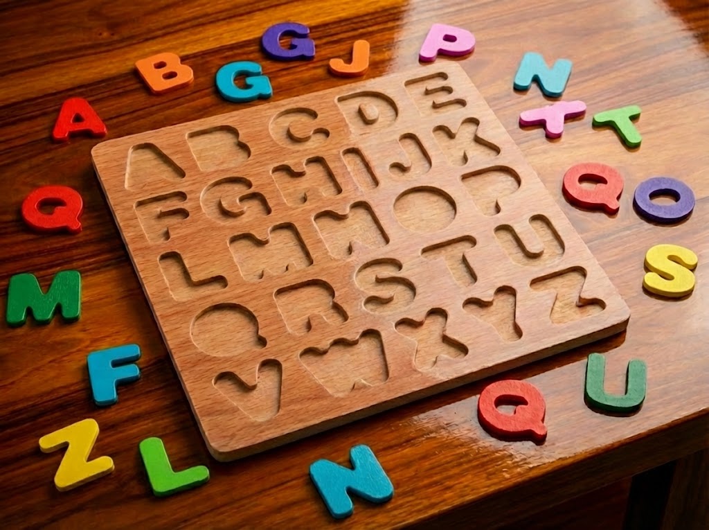 Wooden Alphabet Puzzle Board for Kids – Educational Toy for Learning Letters & Speech Therapy