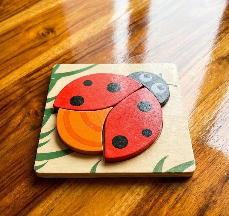 One-Piece Wooden Ladybug Puzzle – Speech Therapy & Early Learning Toy