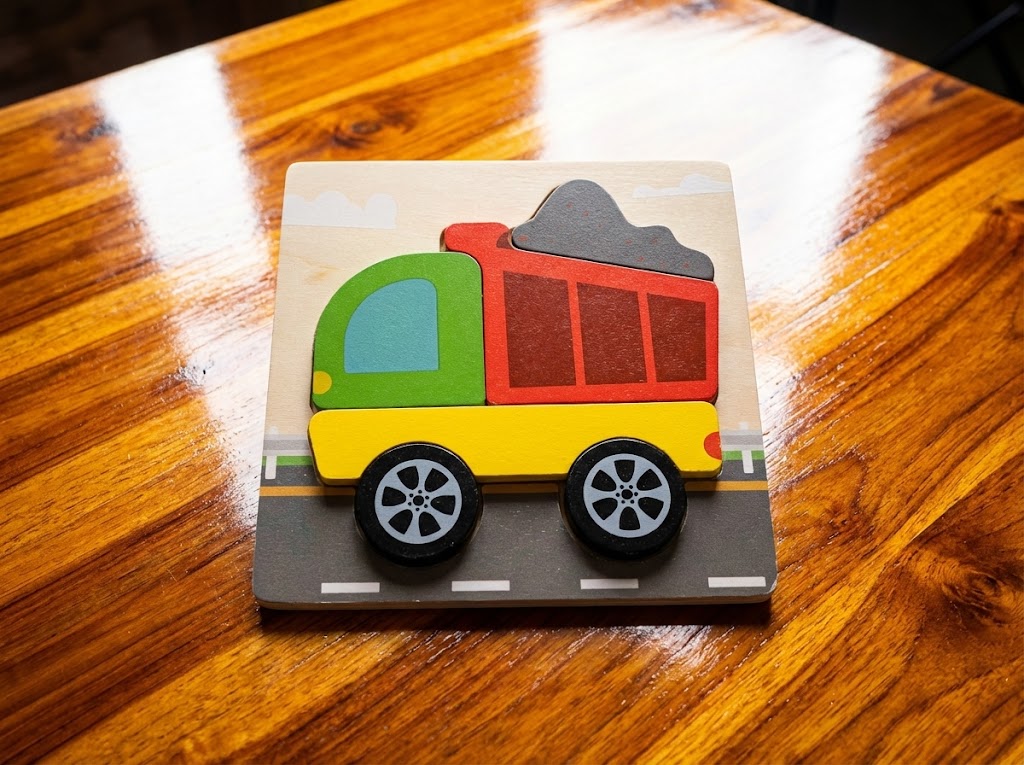 One-Piece Wooden Truck Puzzle – Speech Therapy & Early Learning Toy