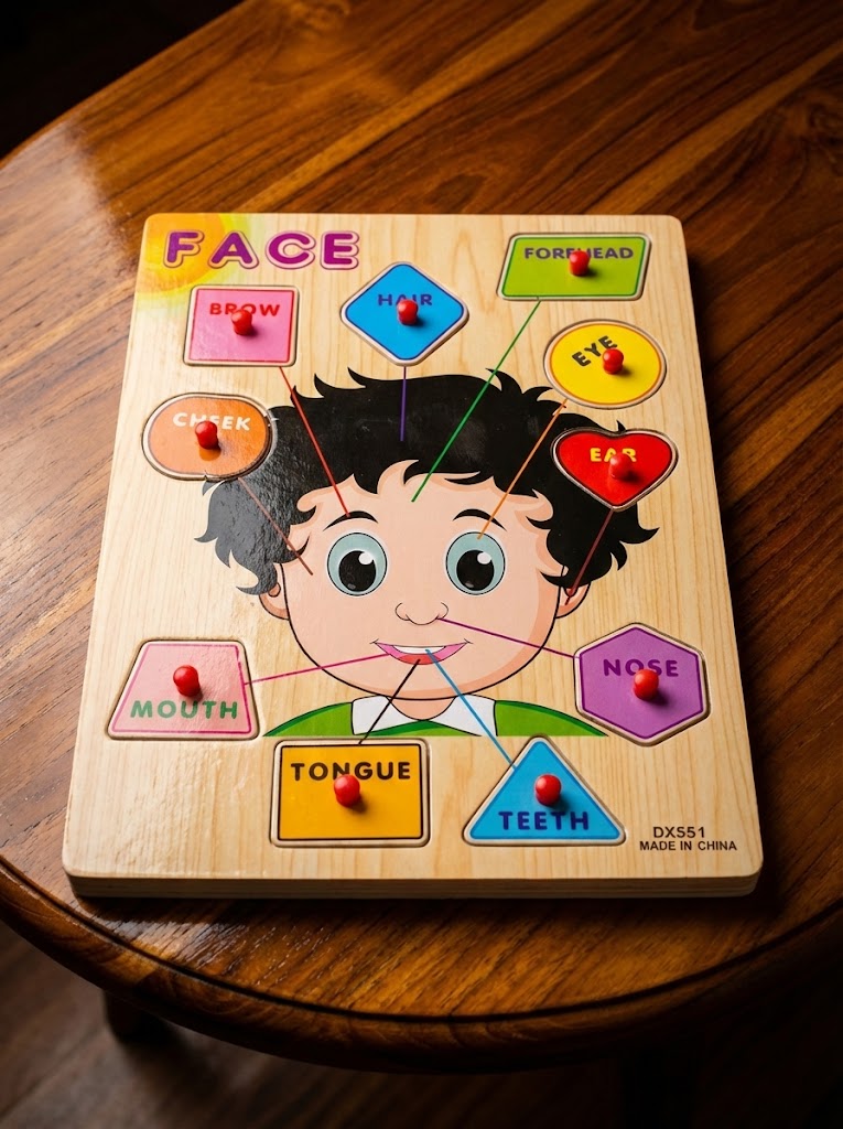 Wooden Face Parts Puzzle for Kids – Educational Body Parts & Speech Therapy Toy