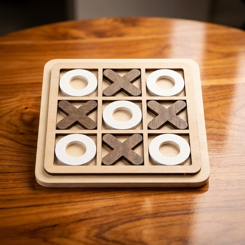 Wooden Tic Tac Toe Game – Fun and Educational Board Game for Kids