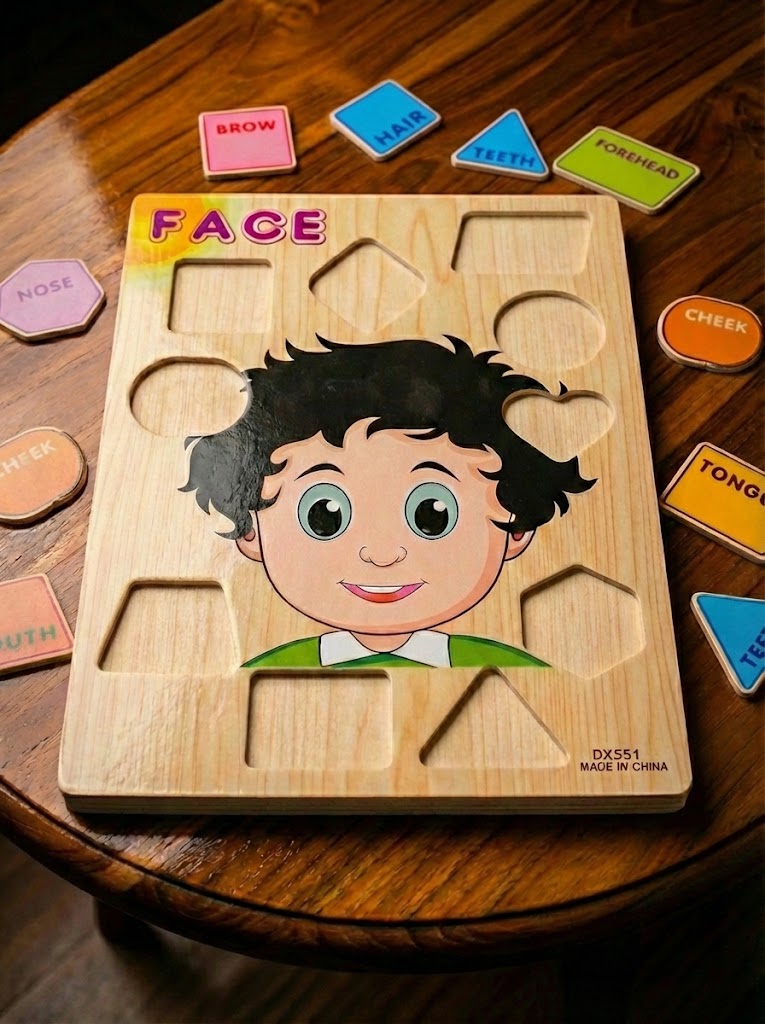 Wooden Face Parts Puzzle for Kids – Educational Body Parts & Speech Therapy Toy